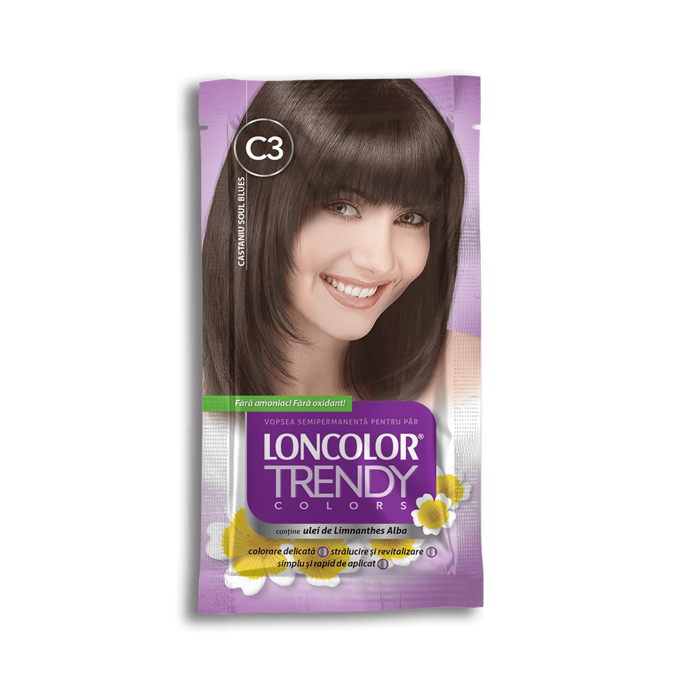 Vopsea de par semipermanenta fara amoniac Loncolor Trendy Castaniu Soul Blues